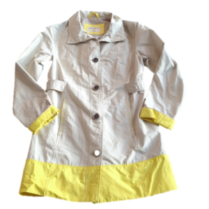 Eddie Bauer Long Rain Trench Coat Size S Beige Yellow Button Adjustable Belt